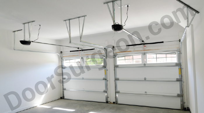 Double garage door inside view Cochrane.